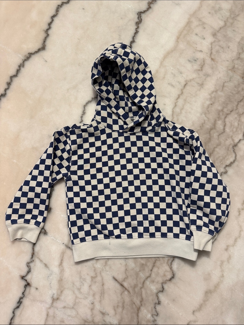 Crewcuts Navy & White Checkerboard Hooded Sweatshirt